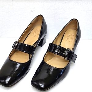 Naturalizer Karissa Pump 7 Black Mary Jane Block Heels Patent